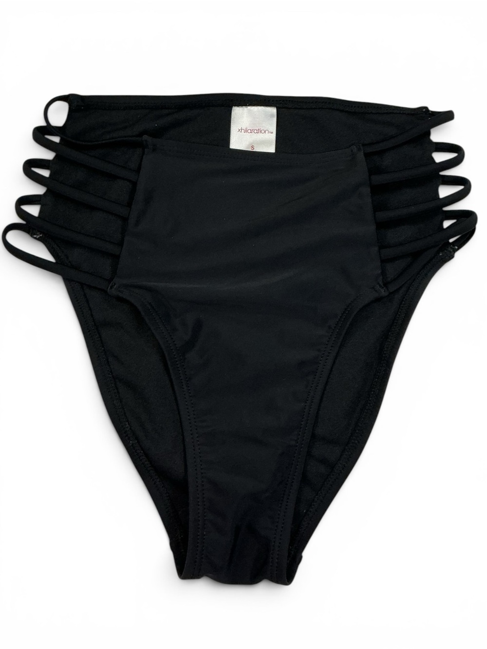 Xhilaration Black High-Waist Strappy Swim Bottoms Size S EPOC